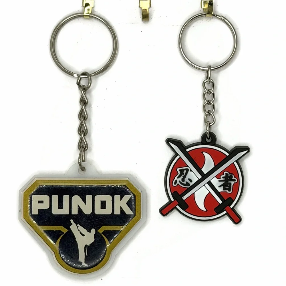 PUNOK Logo and Ninja Sword Red Emblem Rubber Keychains